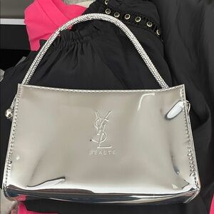 Yves Saint Laurent Silver Cosmetic Bag